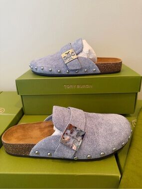 Tory Burch Mellow Stud Mule Denim Suede